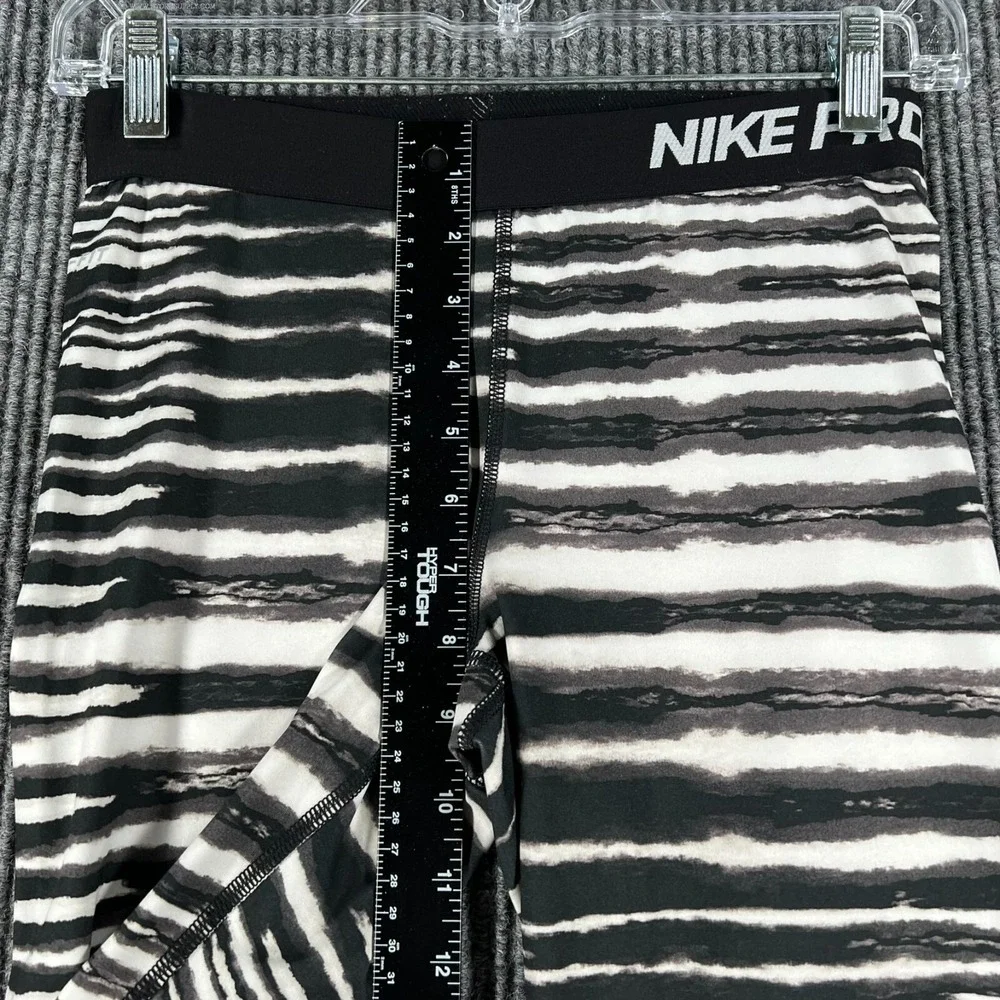 Nike Pro Leggings Womens Medium Black Striped Active Workout Casual Gym Run
